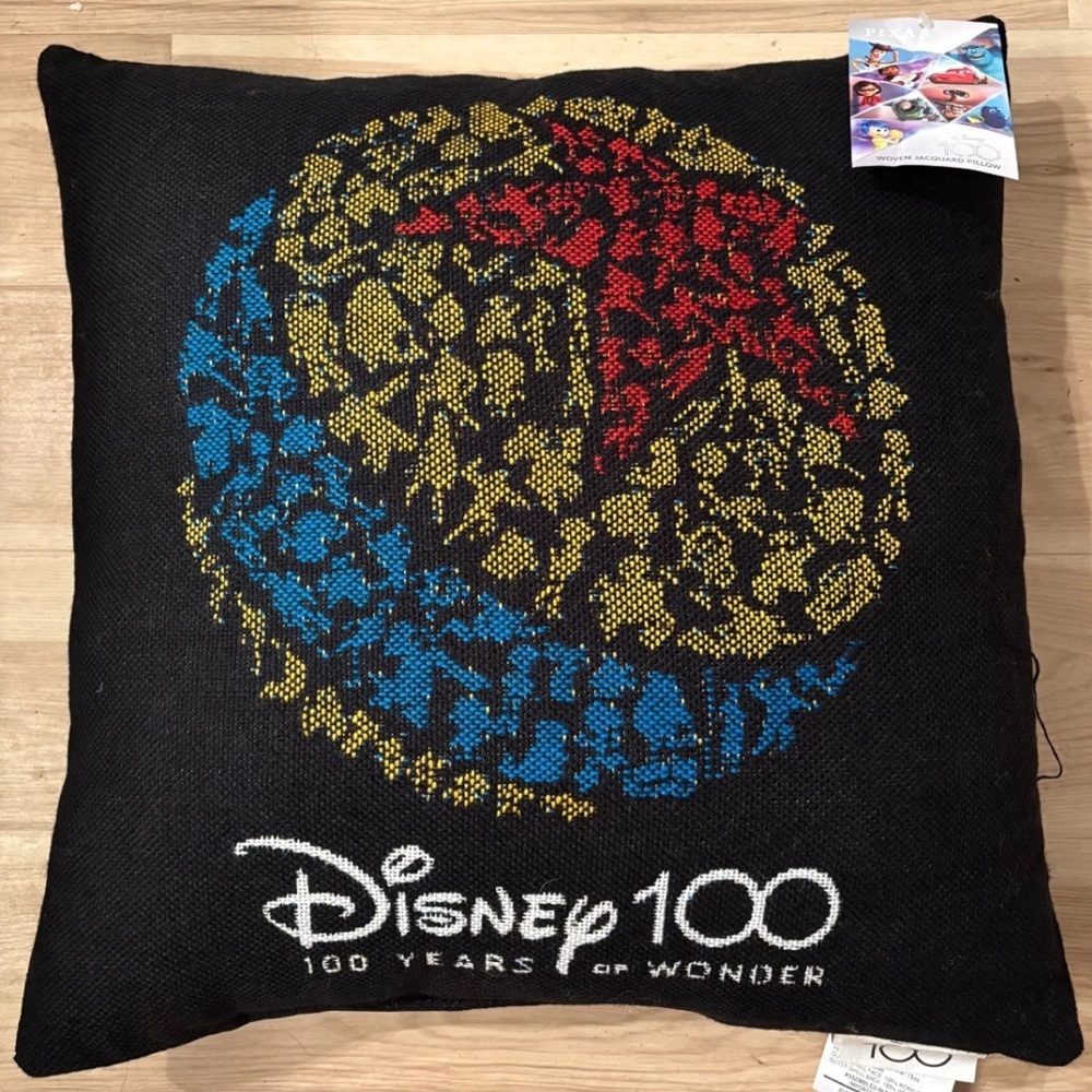 Disney 100 Years Of Wonder 
Disney Pixar Character Pillow Blue Red Accents.20x20